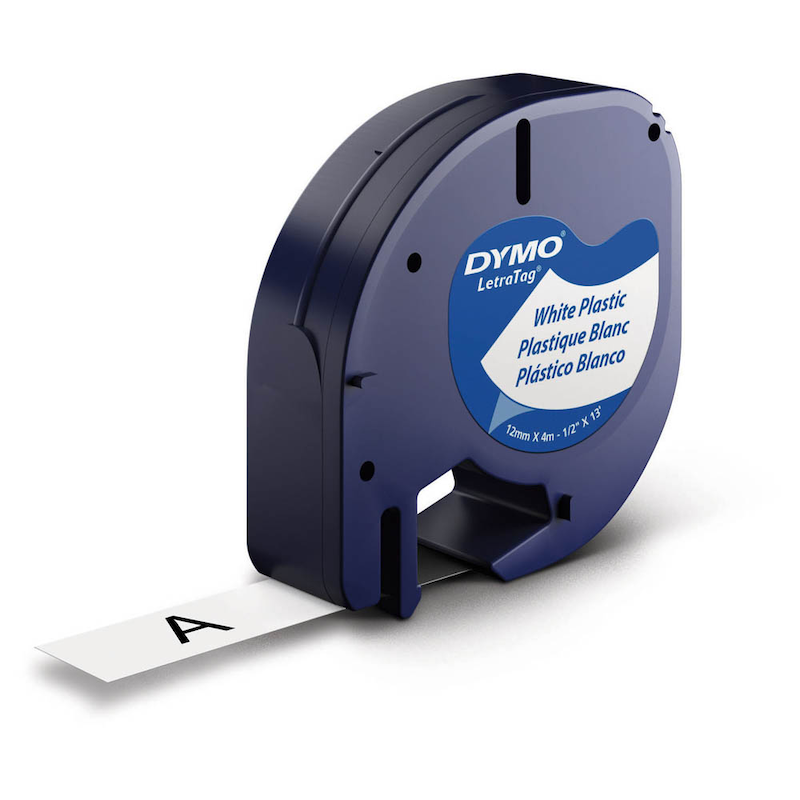 DYMO LetraTag Schriftband 91221 – 12 mm, Schwarz auf Weiß - Wiepa Bürofachpartner