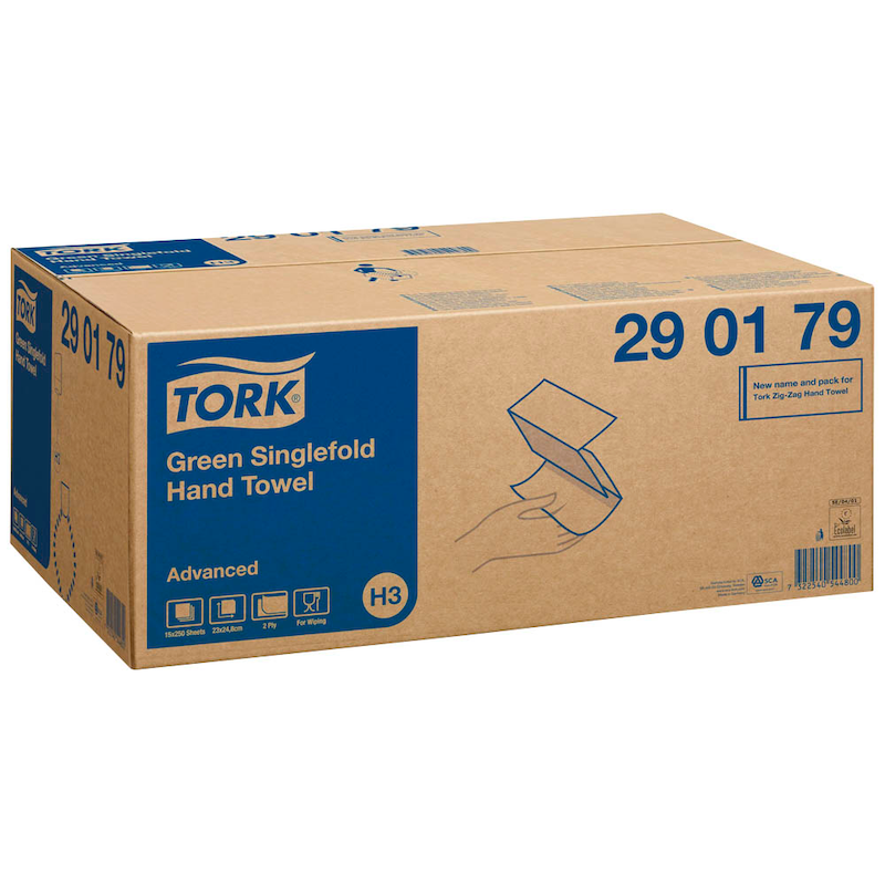 Tork Papierhandtücher Advanced 290179 – H3 Zickzack-Falz, 2-lagig, Grün - Wiepa Bürofachpartner