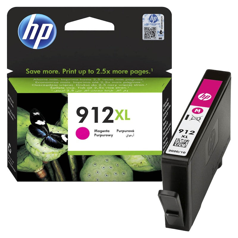 HP Tintenpatrone 912XL Magenta, Original, seitlich sichtbar, für HP Drucker, mit Magenta Tintenpatrone im Karton