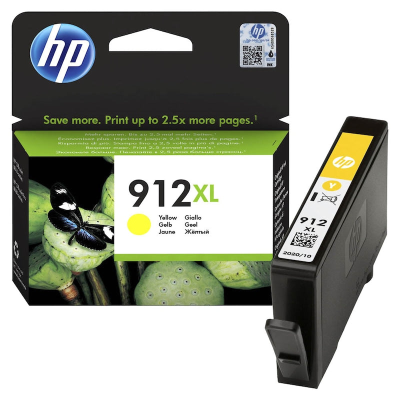 HP Tintenpatrone 912XL Gelb, Original Tintenpatrone für HP Drucker, mit gelber Tintenfüllung, Nahaufnahme