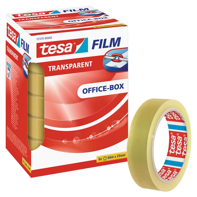 tesa® Klebefilm tesafilm® transparent Office-Box – 25 mm x 66 m - 6 Rollen – Produktbild 2