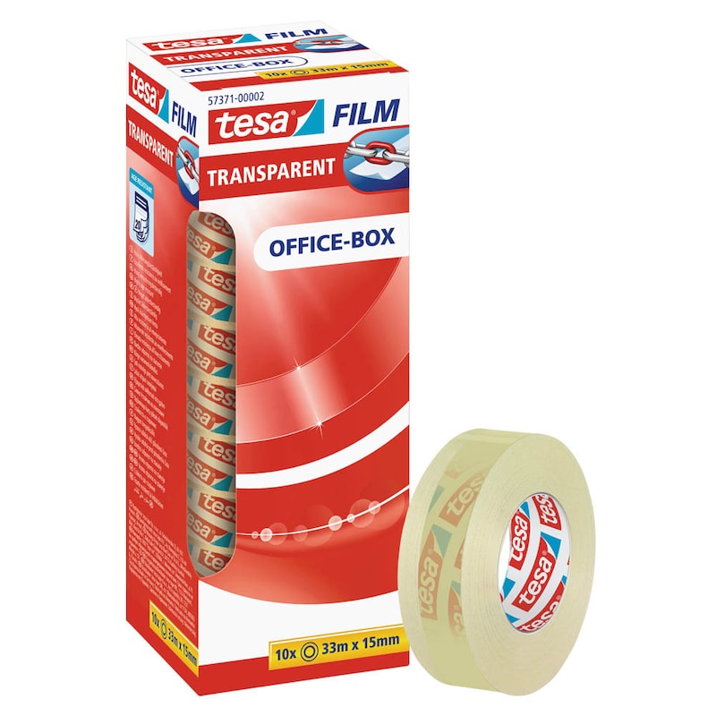 tesa® OFFICE-BOX Klebefilm – transparent, 15 mm x 33 m (10 Rollen) - Wiepa Bürofachpartner