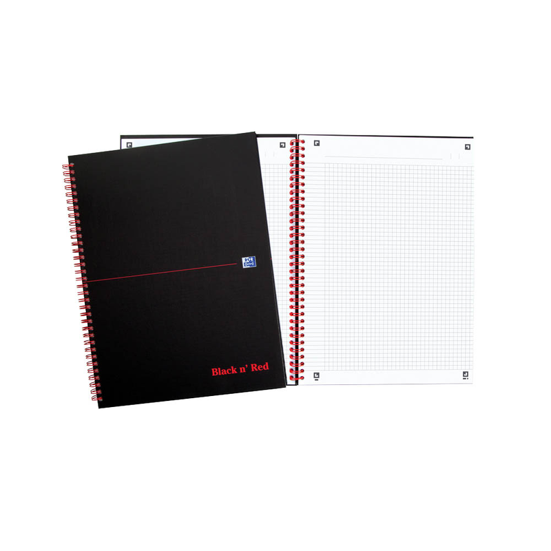 Oxford Black n’ Red Spiralbuch DIN A4 kariert, 70 Blatt