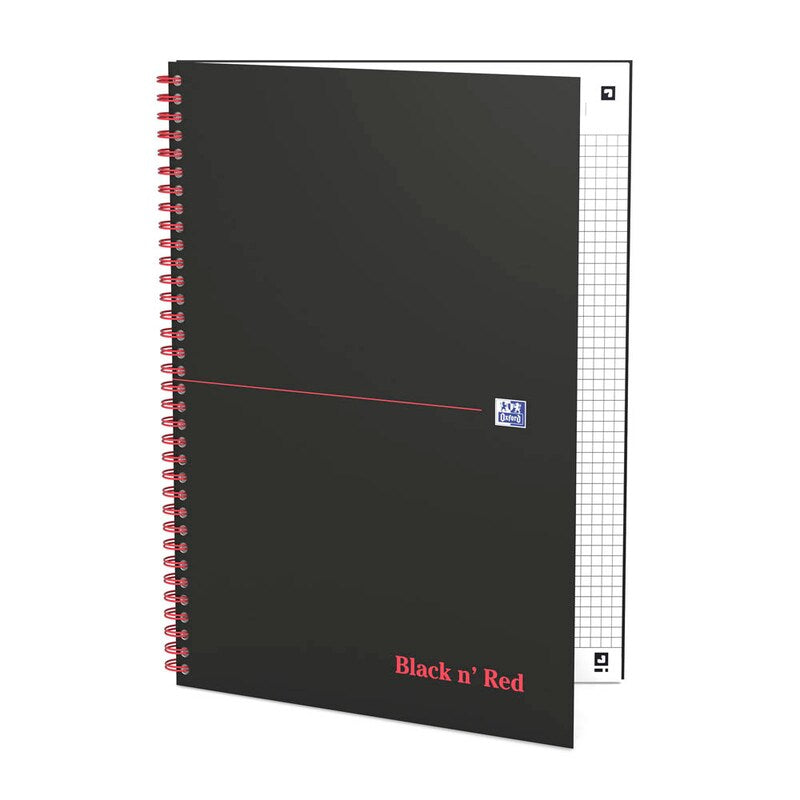 Oxford Black n’ Red Spiralbuch DIN A4 kariert, 70 Blatt