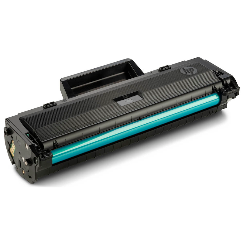 Schwarzer HP Toner 106A (W1106A) für Drucker, Original HP-Qualität, Nahaufnahme der Tonerkartusche
