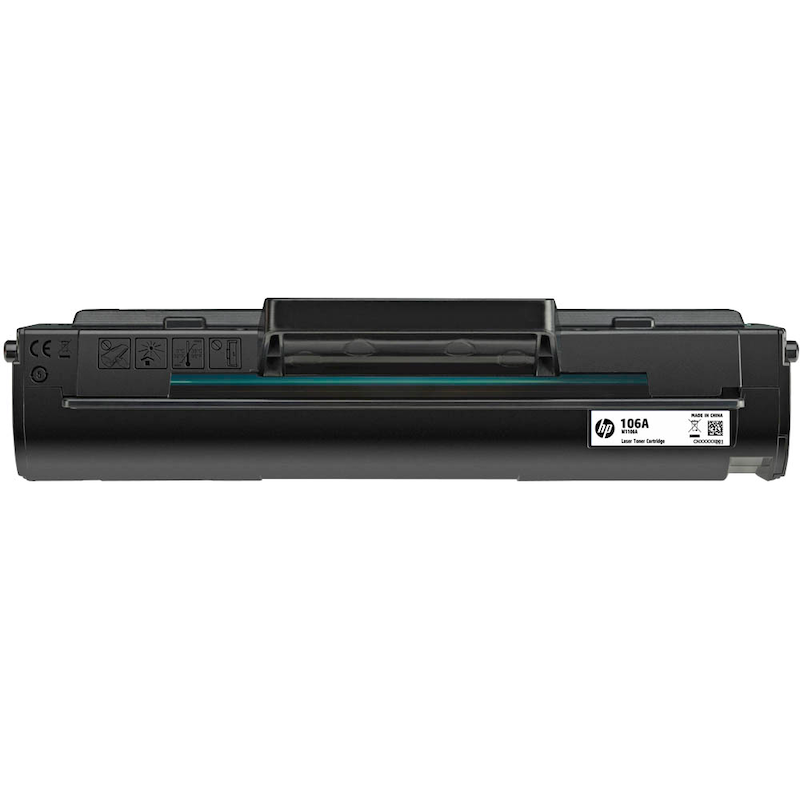 Schwarzer HP Toner 106A (W1106A) für Drucker, Originalqualität, kompatibel mit HP Druckern, zeigt den Toner in der Verpackung
