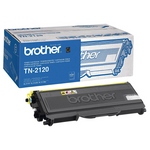 Brother Schwarz Toner TN-2120 für Büro, zeigt den Tonerbehälter und die Verpackung in einer Nahaufnahme.