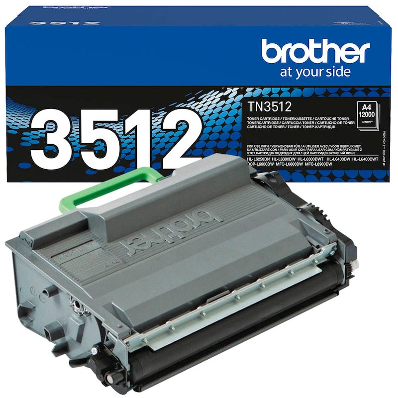 Schwarzer Brother Toner TN-3512, Original, in Kartusche, für Brother Drucker, Detailaufnahme