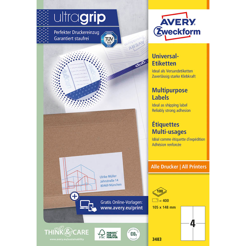 Avery Zweckform 3483 Universaletikett 105 x 148 mm - Wiepa Bürofachpartner