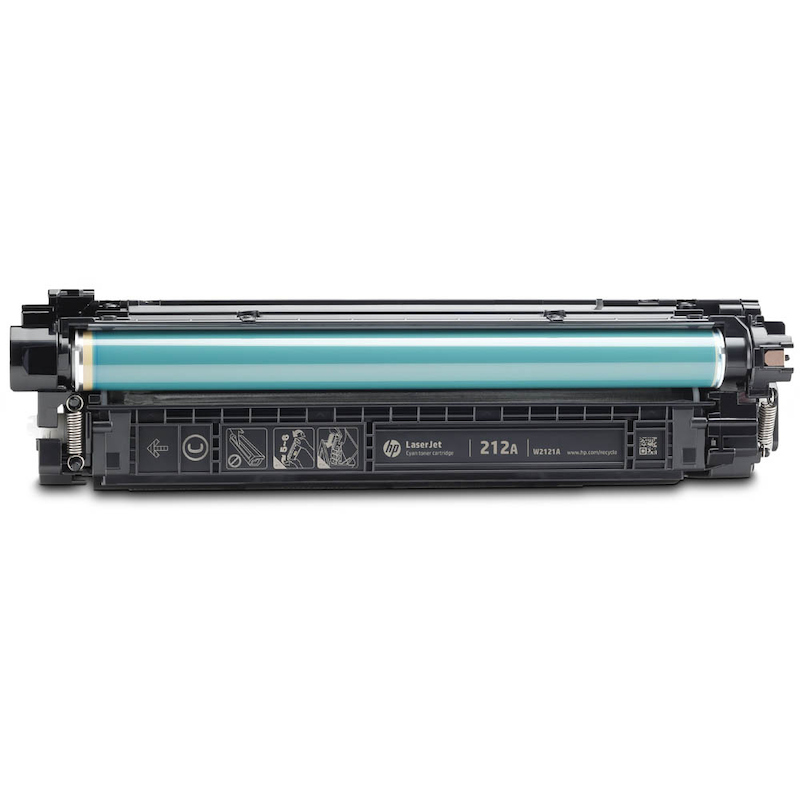 Original HP P Toner 212A Cyan (W2121A) für Drucker, zeigt den blauen Tonerbehälter vor einem weißen Hintergrund.