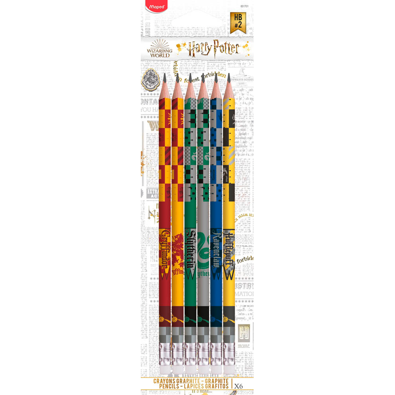 Maped Harry Potter Bleistifte 701621, 6er Set HB mit Radiergummi, ideal für die Schultüte, mit Harry Potter Motiven.