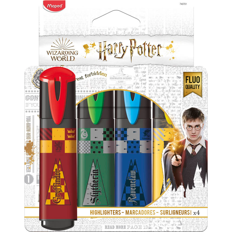 Maped Harry Potter Textmarker Set mit leuchtenden Farben, variabler Strichstärke und langlebiger Tinte für Schule, Studium und Büro