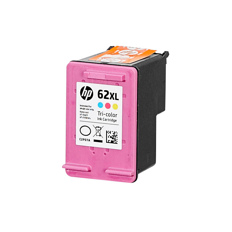 HP Tintenpatrone 62XL Farbe, Original High-Yield Tinte, zeigt die farbige Tintenpatrone für HP Drucker.