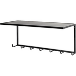 Schwarze Metall-Wandgarderobe von HAKU mit Haken und Ablagefläche, moderne und elegante Möbeldekoration für den Flur
