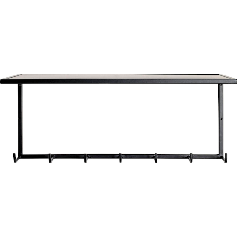 Schwarze Metall-Wandgarderobe von HAKU mit Haken für Jacken und Mäntel, modernes, minimalistisches Design.