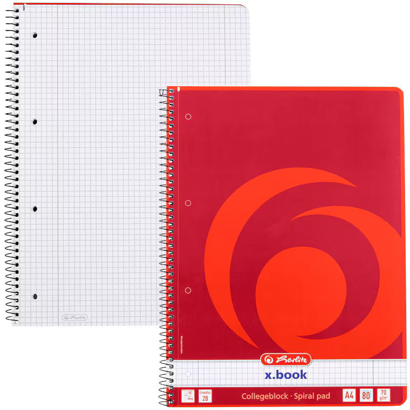 herlitz x.book Collegeblock DIN A4, 80 Blatt, liniert oder kariert