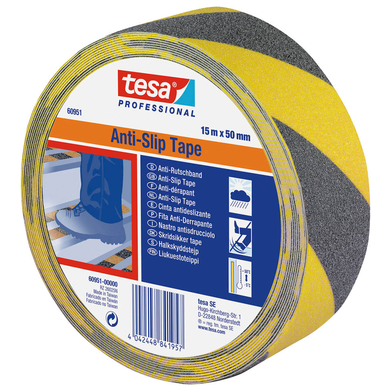 tesa Anti Rutsch Band 60951, gelb/schwarz, 50 mm x 15 m