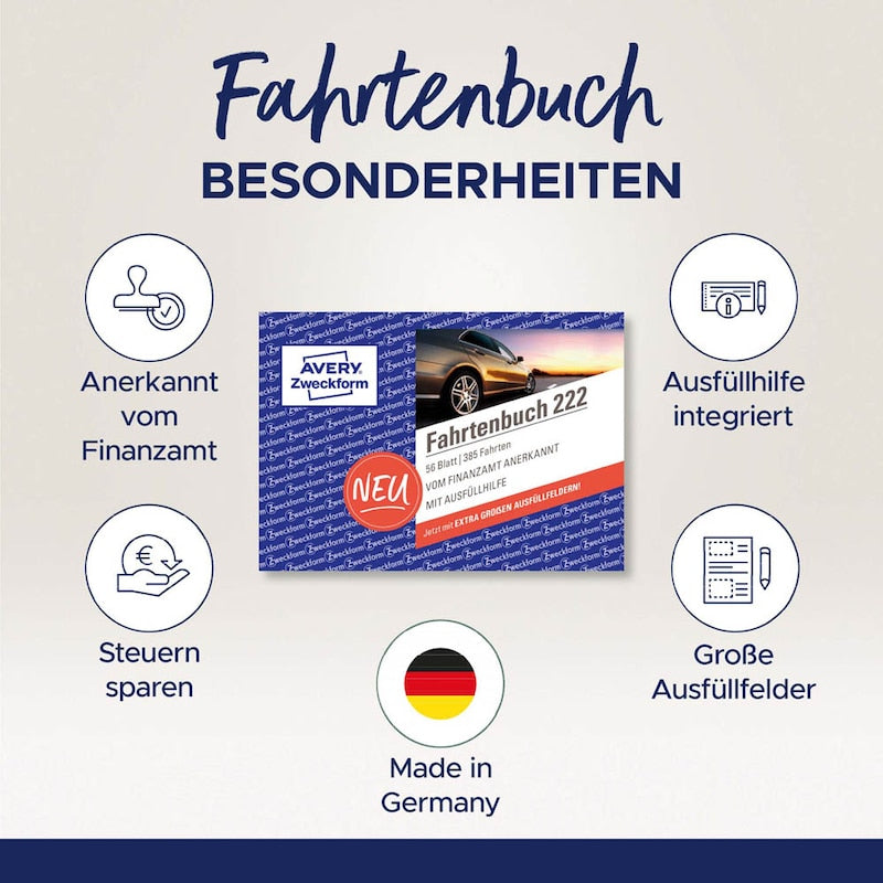 Avery Zweckform Fahrtenbuch 222 – KM-Nachweis für PKWs - Wiepa Bürofachpartner