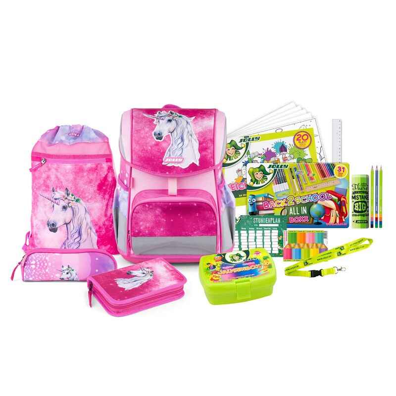 JOLLY Ergonomic Flexy Schulranzen-Set – Komplettes Schulranzen-Set mit umfangreichem Zubehör für Grundschulkinder