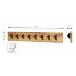 Rustikale Wandgarderobe aus Akazienholz in Schwarz, HAKU, mit Haken für Jacken und Accessoires.