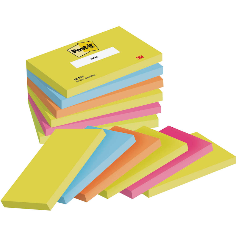 Post-it® Haftnotiz Notes Energetic Collection 6 Blöckchen pro Pack - Wiepa Bürofachpartner
