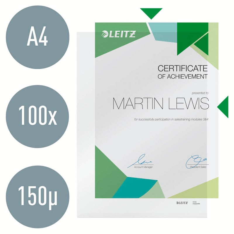 Leitz Sichthülle Super Premium DIN A4 – 150 µm Extra Stark (100er Pack) - Wiepa Bürofachpartner