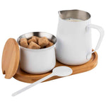 APS Miluro Milch- und Zucker-Set in Weiß, Braun oder Schwarz, inklusive Milch- und Zuckerdose aus Keramik, detailreiche Nahaufnahme