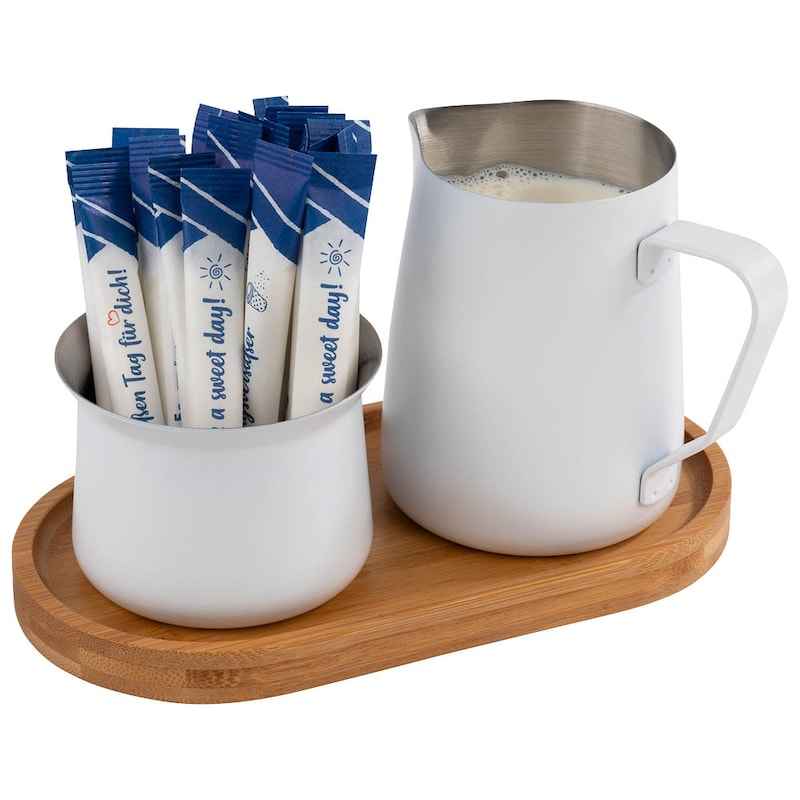 APS Miluro Milch- und Zucker-Set in Weiß, Braun oder Schwarz, mit stilvollen Behältern aus Keramik oder Porzellan