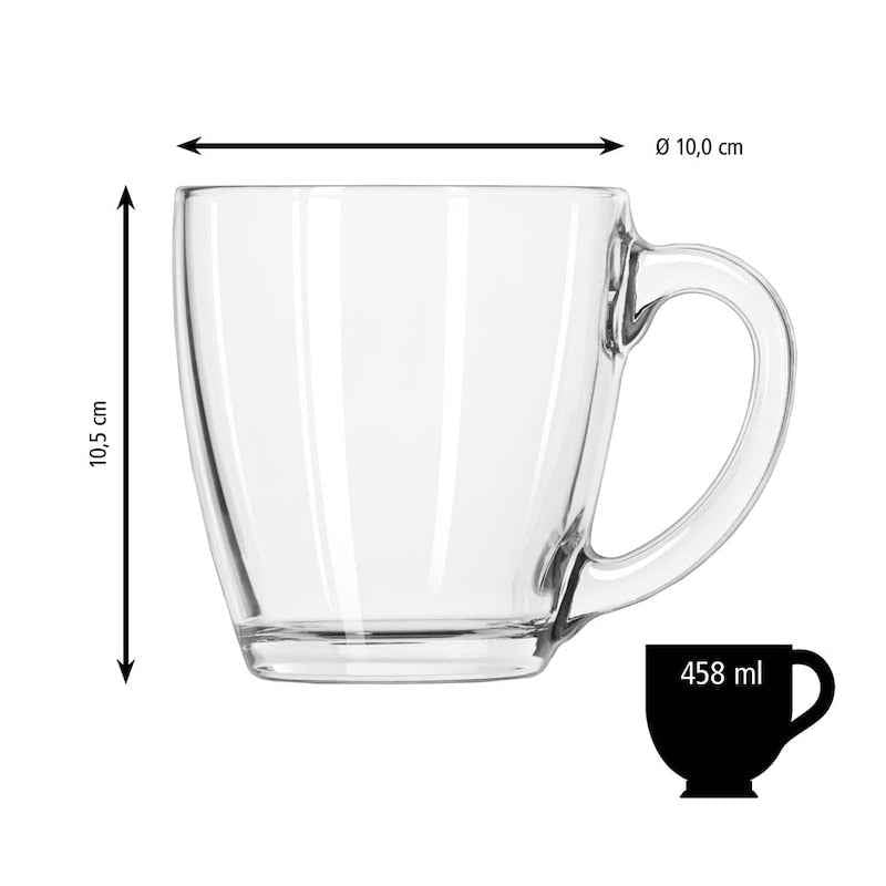 Sechs LIBBEY Tapered Tee- und Kaffeegläser, 458 ml, klare Gläser mit schlanker Form, perfekt für Heißgetränke oder Getränke.
