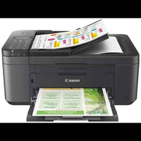 Schwarzer Canon PIXMA TR4755i 4-in-1 Tintenstrahldrucker mit Flachbett-Scanner und Papierfach, Ansicht von vorne