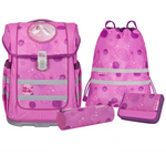 McNeill Schulranzen-Set COMPACTO PINKY, pinker ergonomischer Schulranzen mit gut organisierter Innenraum und Zauberhaftem Design