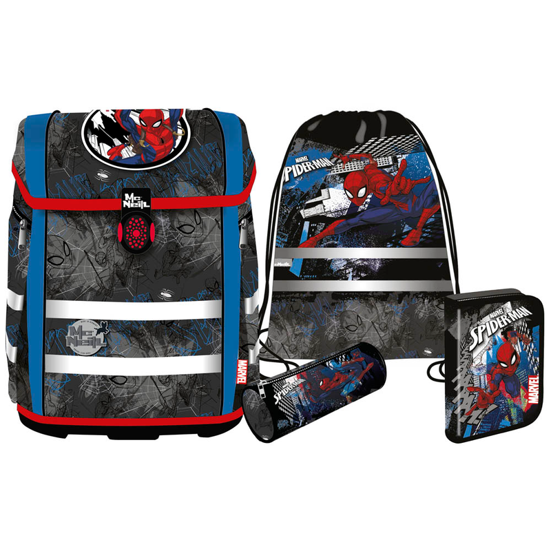 McNeill Perfecto Marvel Superhelden Schulranzen-Set 5-teilig – Ergonomischer Schulranzen mit ClickFlex-Rückensystem