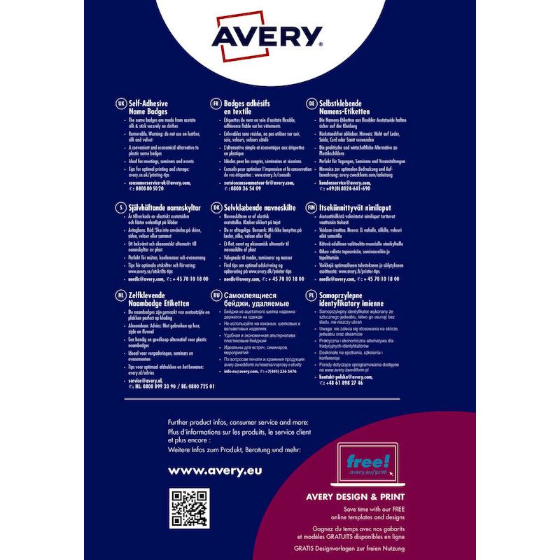 AVERY Zweckform Namensetiketten L4785-20 – Textiletiketten 80 x 50 mm - Wiepa Bürofachpartner
