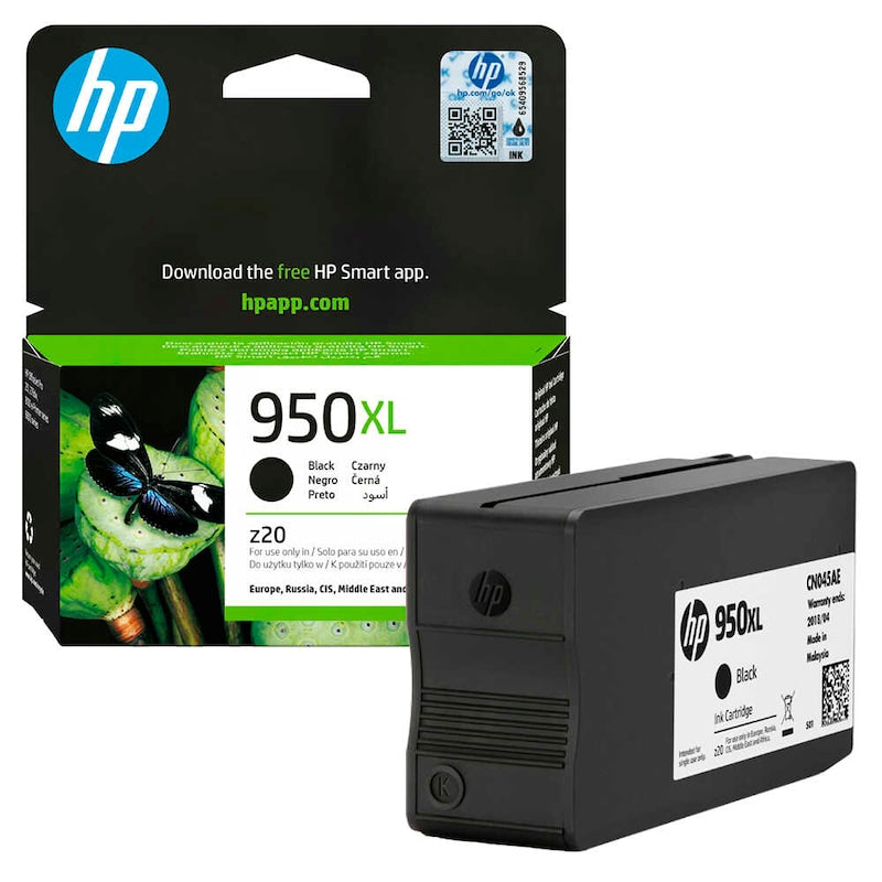 Original HP Tintenpatrone 950XL Schwarz (CN045AE) für HP Drucker, zeigt die Tintenpatrone im Nahaufnahme.