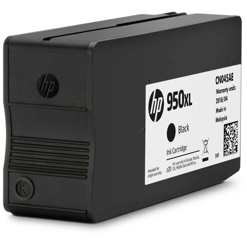 Original HP Tintenpatrone 950XL Schwarz (CN045AE) für Drucker, zeigt die schwarze Tintenpatrone auf einem weißen Hintergrund.