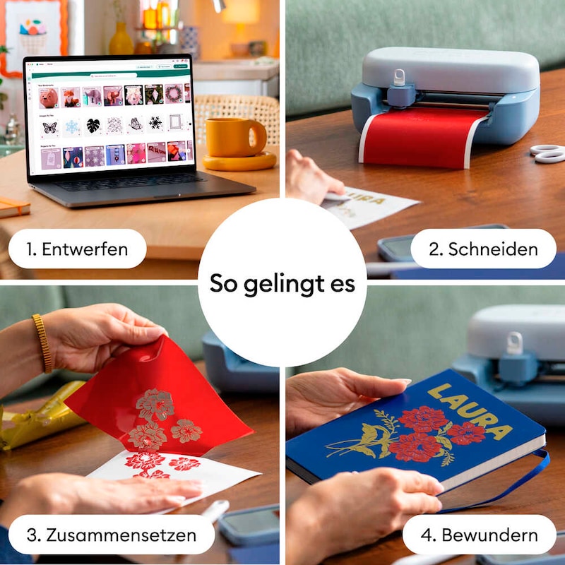 Cricut Joy 2 Essential Bundle, Schneideplotter Starterset mit Zubehör für kreative DIY Projekte