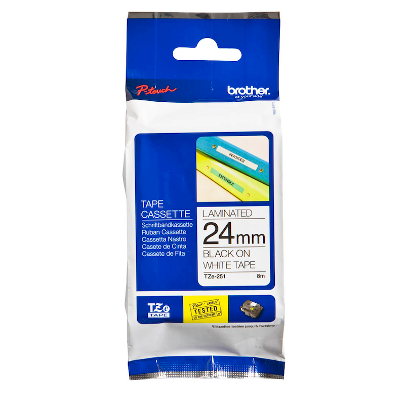 Brother TZe-251 Schriftband – 24 mm, Schwarz auf Weiß - Wiepa Bürofachpartner