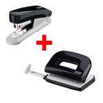 Novus E210/E15 Locher und Heftgeräte Set, kompaktes Büro-Set für Heften und Lochen, auf weißem Hintergrund fotografiert