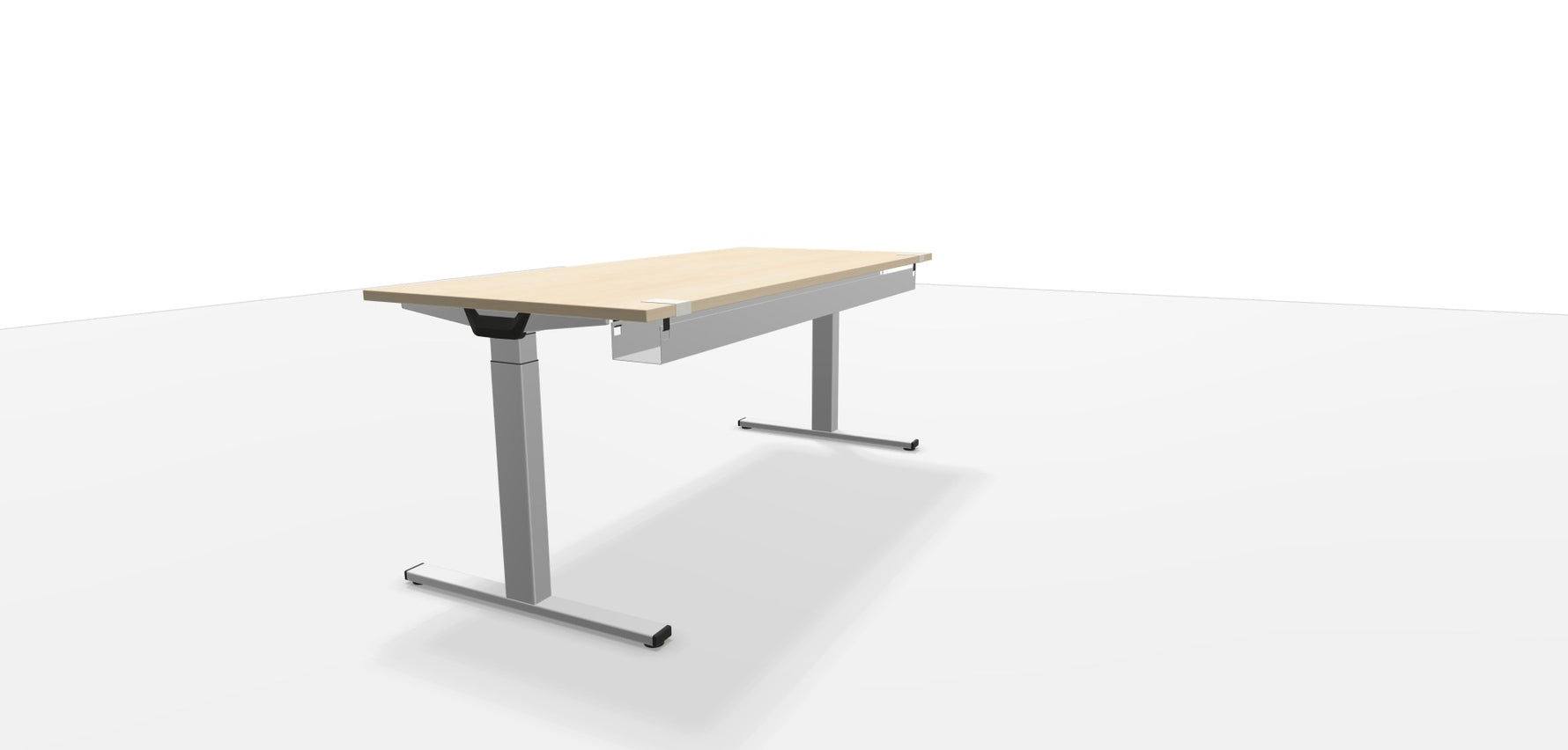 Elektrischer Schreibtisch WINEA STARTUP 2.0 von WINI, Titanweiß, 180 x 80 cm, mit Apfel auf der Tischplatte