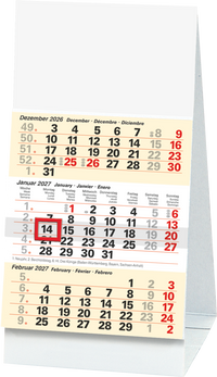 BRUNNEN 3-Month Desk Calendar 2027 – The Compact Stand-Up Calendar