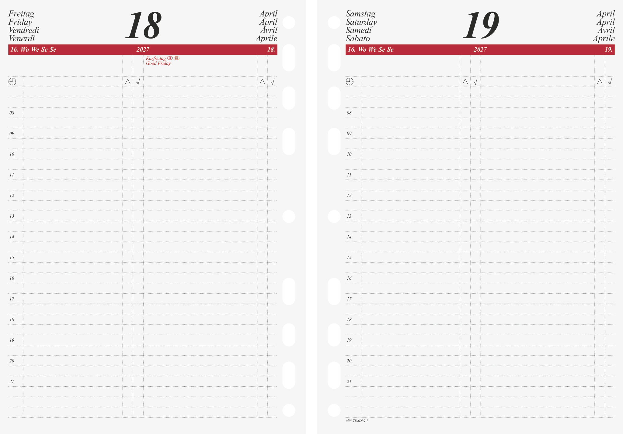 Tageskalendarium Timing 1 2027 (DIN A5) rido/idé – Die professionelle Timereinlage