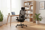Ergonomischer Bürodrehstuhl ROVO R16 3040 Ergo Balance mit Kopfstütze, schwarzes Sitzmöbel für Büroarbeit