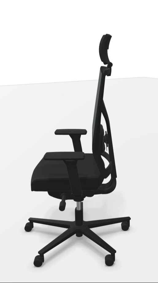 Ergonomischer Bürodrehstuhl ROVO R16 3040 Ergo Balance mit Kopfstütze, schwarzes Design, verstellbare Armlehnen und Rückenlehne