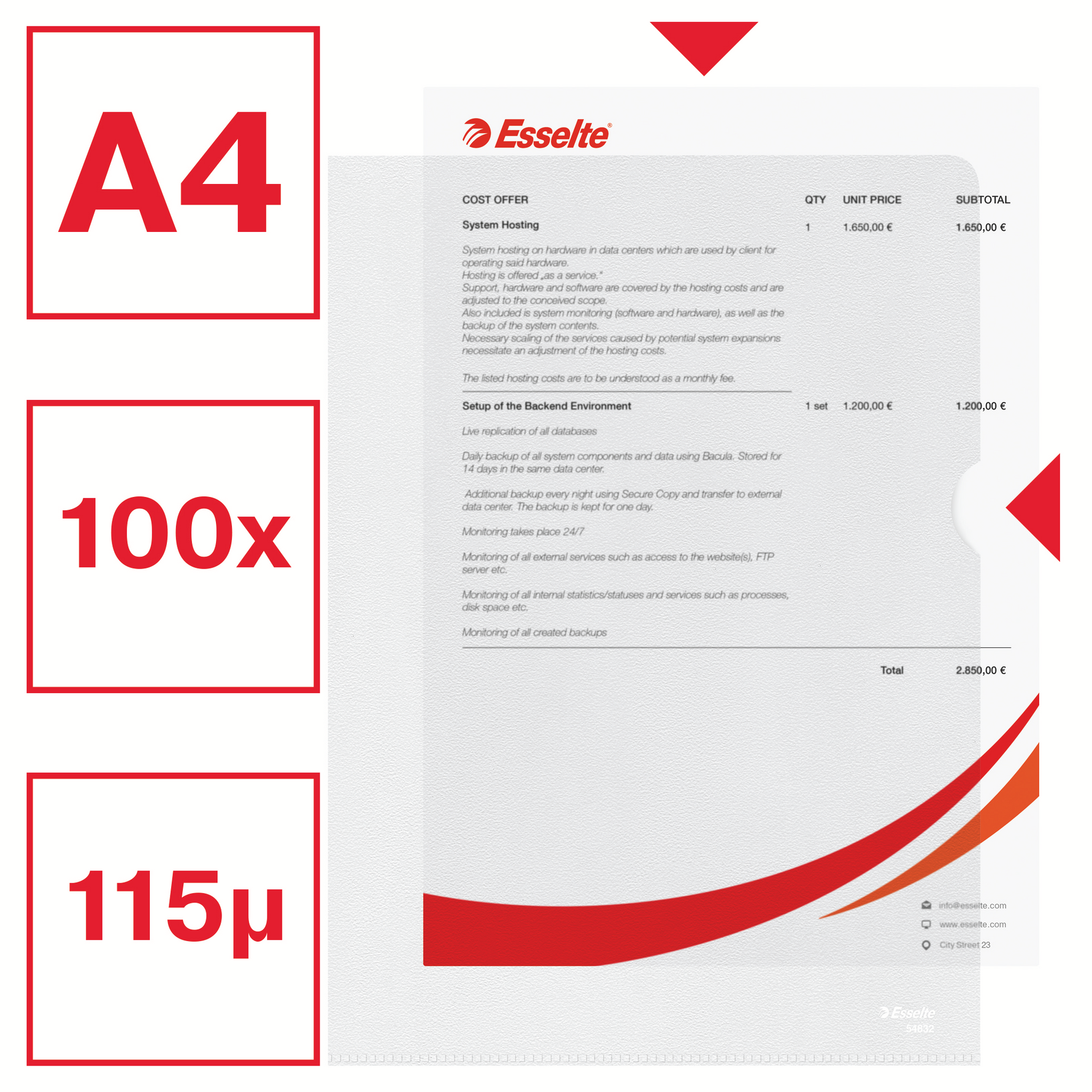 Esselte Sichthüllen Standard Plus DIN A4 – Robuster Schutz im 100er-Pack - Wiepa Bürofachpartner