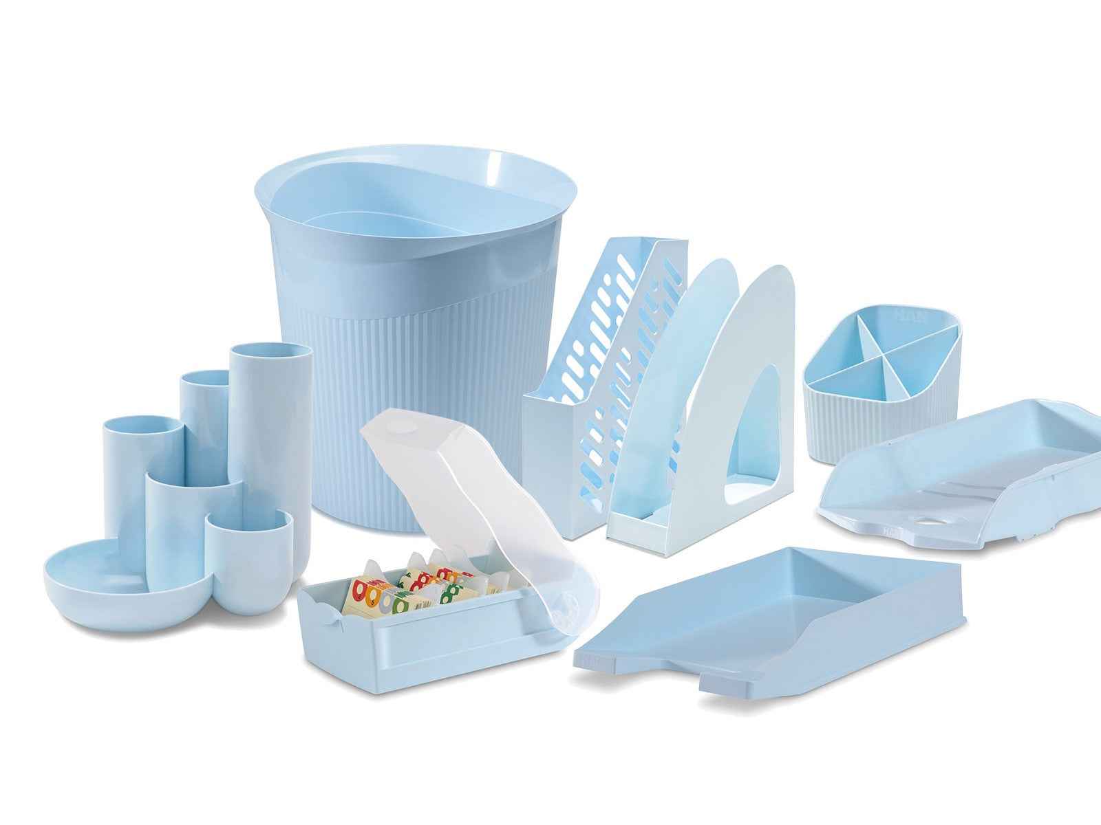 HAN Re-Loop Pastellfarben Stehsammler aus Recycling-Kunststoff, DIN A4, in pastellblau, für nachhaltige Dokumentenorganisation