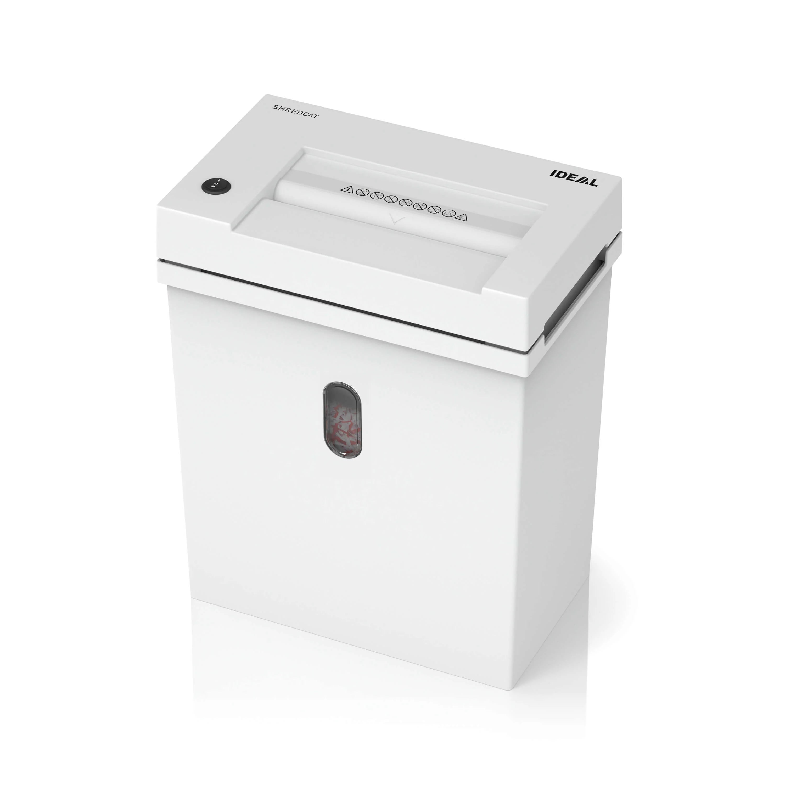 Kompakter IDEAL SHREDCAT 8100 CC Aktenvernichter mit scharfem Schneidwerk für sicheren Datenschutz am Arbeitsplatz