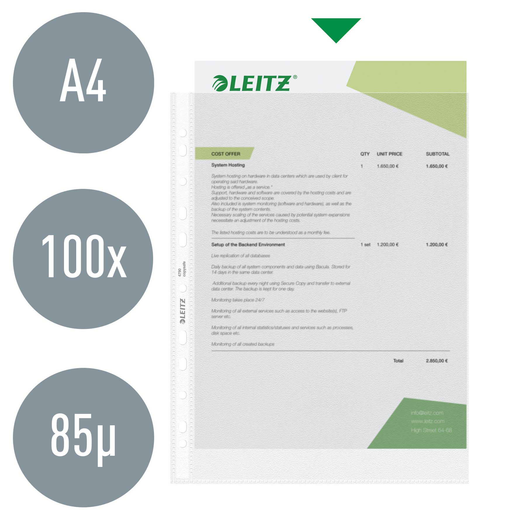 Leitz Prospekthüllen DIN A4 – 90 µm Premium-Schutz (100 St./Pack.) - Wiepa Bürofachpartner