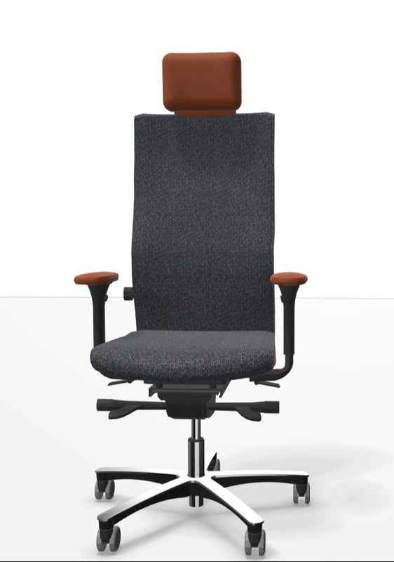 Löffler LEZGO Bürostuhl mit Lederkopfstütze, ergonomischer Sitz mit verstellbarer Rückenlehne und bequemer Kopfstütze.