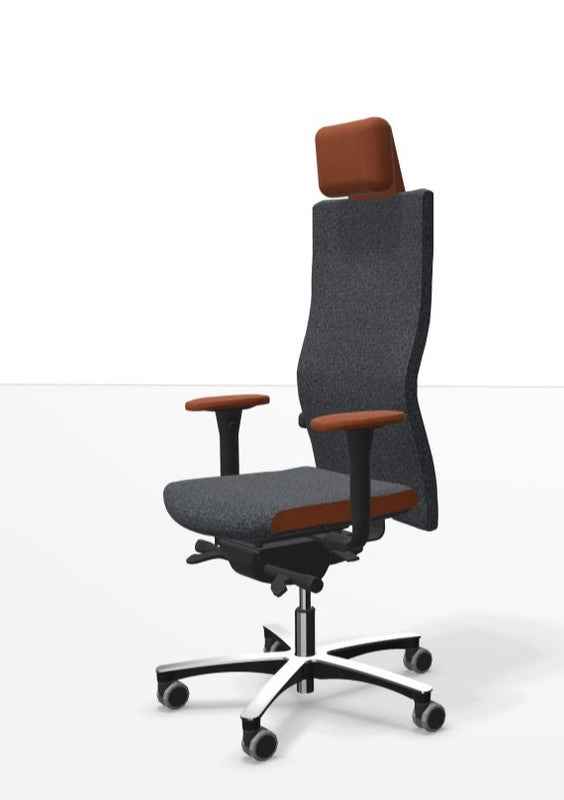 Löffler LEZGO Bürostuhl mit Lederkopfstütze, ergonomischer Sitz mit Polster, schwarzes Design, hochwertiges Leder, komfortabler Bürostuhl