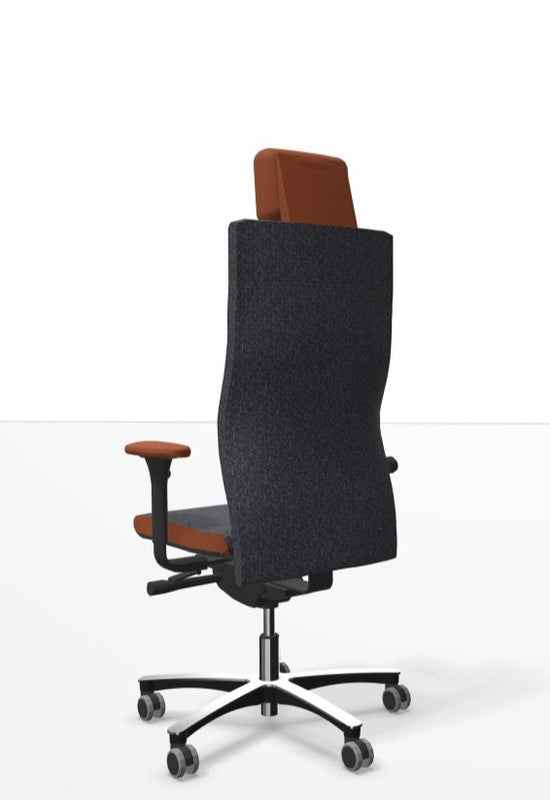Löffler LEZGO Bürostuhl mit Lederkopfstütze, ergonomisches Design, schwarzer Bezug, stützende Rückenlehne, hochwertige Verarbeitung